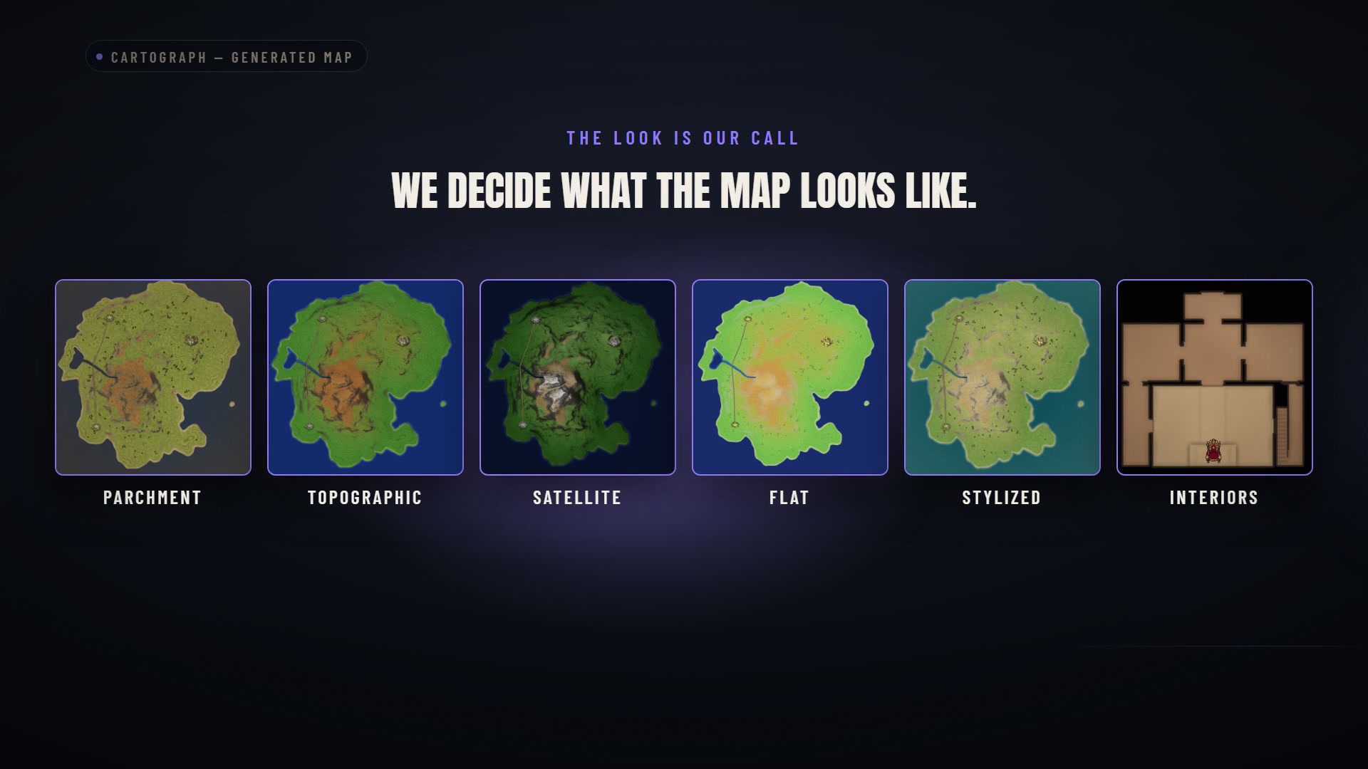 Cartograph's available map rendering styles.
